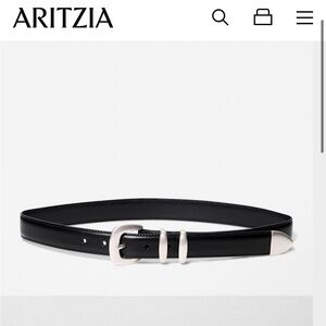 Aritzia “Legendary Solid Brass Leather Belt” | Blk/Silv | Size Medium
